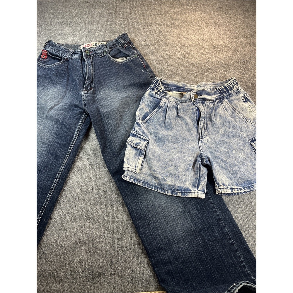 VTG Y2K Denim Bundle Size 14 -Paco Jeans & Sierra Pacific Acid Wash Cargo Shorts